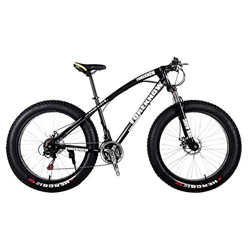 Bicicletas de montaña Fat Tires : Snow Bicycles 26 pulgadas All Terrain Mountain Bike Fat Tire 27 velocidades doble freno de disco Sandy City Bike, color negro
