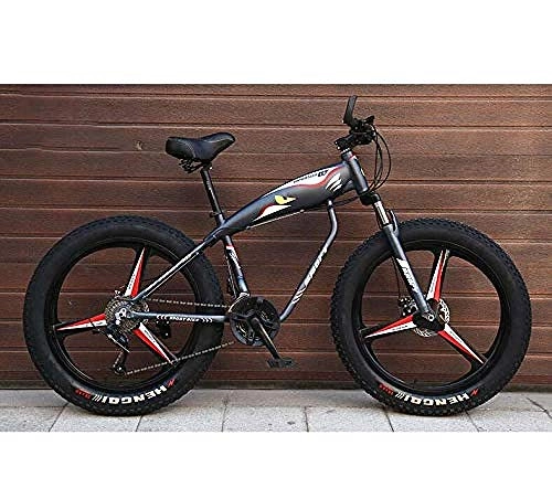 Bicicletas de montaña Fat Tires : URPRU Bicicleta de Bicicleta de montaña con Ruedas de 26 Pulgadas para Adultos Bicicleta MTB rígida Fat Tire Marco de Acero de Alto Carbono Freno de Disco Doble-Negro_27_Speed