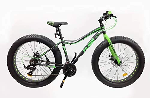 Bicicletas de montaña Fat Tires : VELO Bicicleta Fat Bike de 26 Pulgadas, Marco de Aluminio, Frenos de Doble Disco, Equipada con 18 velocidades Shimano y Mango de Pastillas Rapid Fire STEF41 Shimano