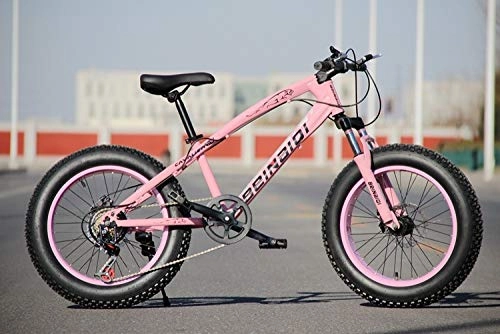 Bicicletas de montaña Fat Tires : WANG-L Bicicletas De Montaña De 20 Pulgadas para Hombres Y Mujeres Amortiguador Freno De Disco Doble 4.0 Neumático Grande Ensanchado Bicicleta ATV MTB, Pink