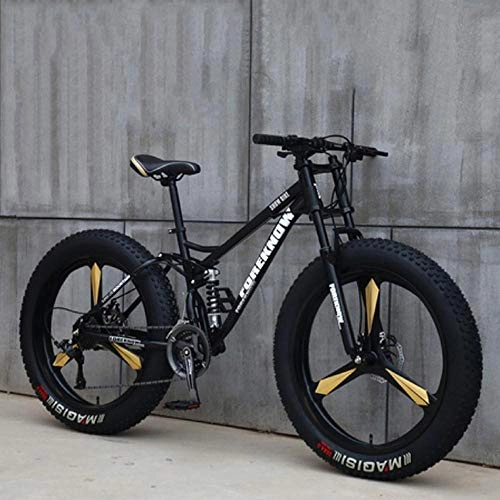 Bicicletas de montaña Fat Tires : WND Fat Bicycle Bicicleta de   montaña de 26 Pulgadas para Adultos, Color Negro, 24 velocidades