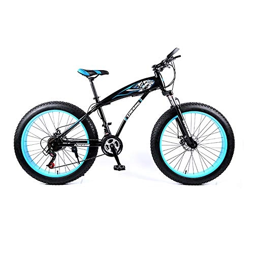 Bicicletas de montaña Fat Tires : WQY Motonieves 26 Pulgadas De Doble Freno De Disco Rígido Neumáticos De Bicicletas De Montaña 21 Velocidad, Azul