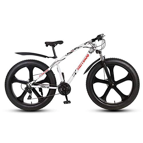 Bicicletas de montaña Fat Tires : WXX - Bicicleta de montaña de 26 pulgadas con ruedas anchas, freno de disco doble, aleacin de titanio, para adultos al aire libre, velocidad, color blanco, tamao 27 speed
