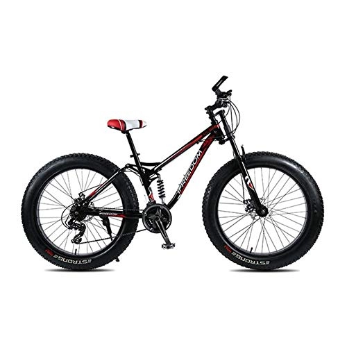 Bicicletas de montaña Fat Tires : XDYBH 21 24 Montaa Velocidad de Bicicletas de 26 Pulgadas 4.0 Fat Tire Bike Nieve Doble Disco Amortiguador de Bicicletas Fcil de Montar (Color : Black, Size : 24 Speed)