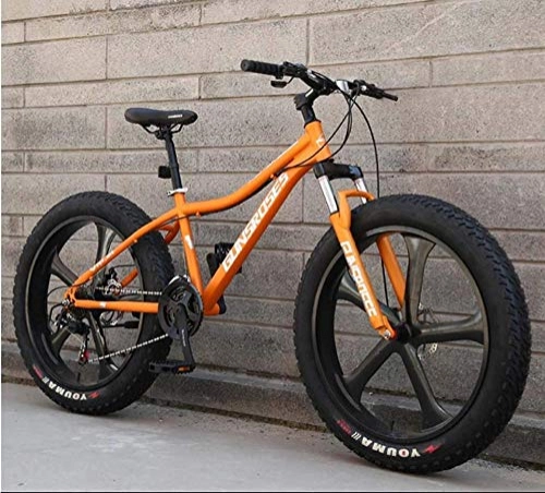 Bicicletas de montaña Fat Tires : XXCZB Bicicleta de montaña de 26 pulgadas, Fat Tire Hardtail, cuadro de suspensión dual y horquilla de suspensión, todo terreno, para hombre, adulto, naranja, 2_27 velocidades