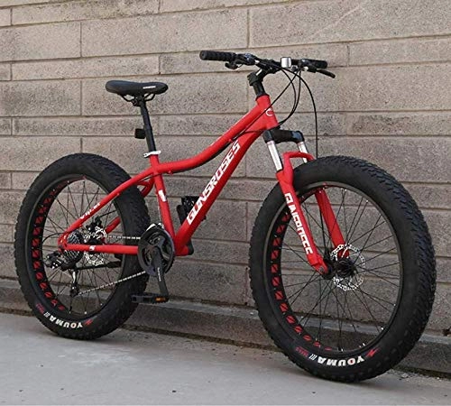 Bicicletas de montaña Fat Tires : XXCZB Mountain Bikes 26Inch Fat Tire Hardtail Moto de Nieve Dual Suspension Cuadro y suspensin Fork All Terrain Men s Mountain Bicycle Adult-Rojo 1_7velocidad