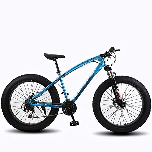 Bicicletas de montaña Fat Tires : YALIXI Bicicleta de monta 26 * 17 Pulgadas Bicicleta de montaña Amortiguador Moto de Nieve Doble Disco Freno neumtico Gordo 4.0 neumtico, Azul 27 velocidades