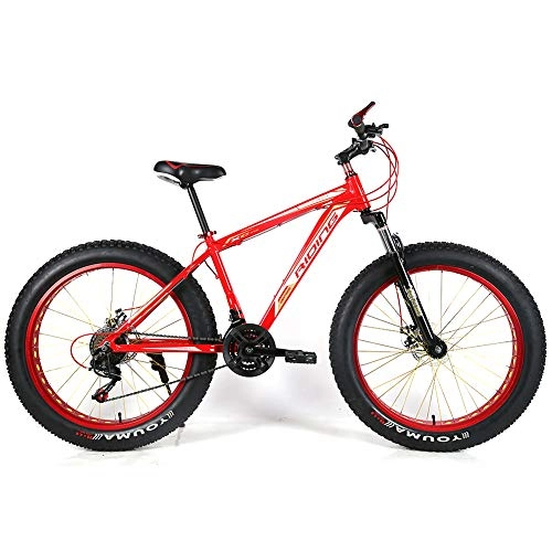 Bicicletas de montaña Fat Tires : YOUSR 26 Pulgadas Fatbike Bicicleta de Tierra de 24 Pulgadas 27.5 Pulgadas para Hombres y Mujeres Red 26 Inch 30 Speed