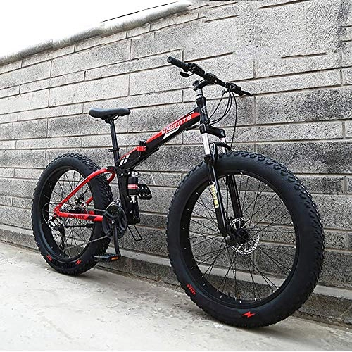 Bicicletas de montaña Fat Tires : YXYLD Bicicleta De Montaa Fat Tire, Moto De Nieve De 26 Pulgadas para Hombres Y Mujeres, Plegables con Amortiguadores Dobles Y Frenos De Disco Dobles, con Alto Contenido De Carbono