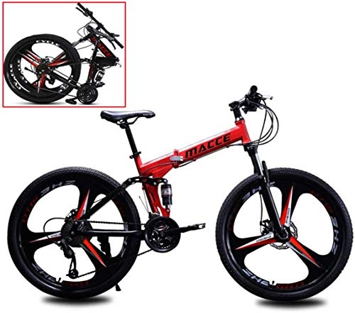 Bicicletas de montaña plegables : 26 Pulgadas Bikes Bicicleta Montaa, Velocidad 21 Plegable de Aluminio Doble Freno Disco, para Hombres, Montar al Aire Libre, Unisex Adulto / Red