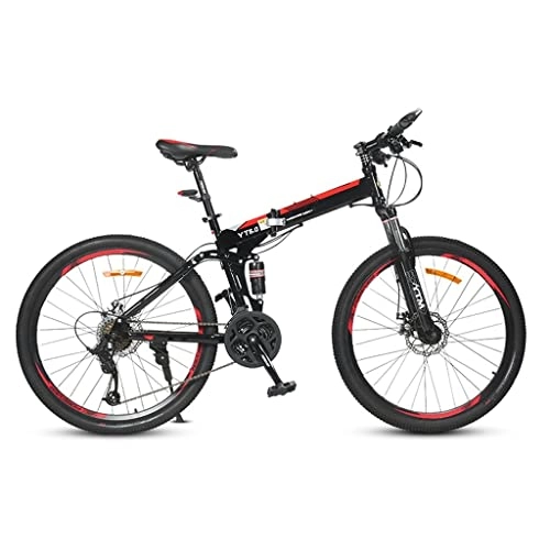 Bicicletas de montaña plegables : 26in Foldable Mountain Bike 24-Speed Aluminum Alloy Hard Frame Shock Absorber Bikes Double Disc Brakes Bicycle Male and Female Variable Speed Exercise Fitness Bicycles Safe Secure