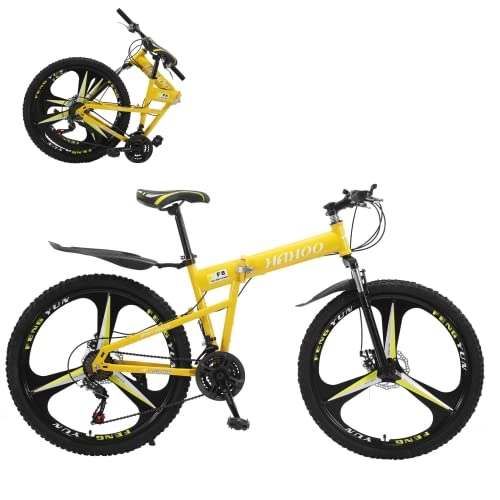 Bicicletas de montaña plegables : AASSDOO Bicicleta Plegable de 26 Pulgadas para Hombres y Mujeres, con Frenos de Disco Doble de 21 velocidades, suspensión Completa, Bicicleta Deportiva Antideslizante para Adult