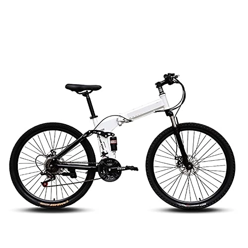Bicicletas de montaña plegables : ASPZQ Bicicleta Plegable De Bicicleta De Montaña, 26 Pulgadas De 24 Pulgadas Velocidad Variable Doble Amortiguador Bicicleta para Hombres Mujeres-Estudiantes Y Viajeros Urbanos, Blanco, 24 Inches