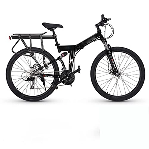 Bicicletas de montaña plegables : ASUMUI Bicicleta de montaña Plegable de 27, 5 Pulgadas, Frenos de Disco mecánicos de Bicicleta de Doble absorción de Impacto de 27 velocidades con estantes (Black b)
