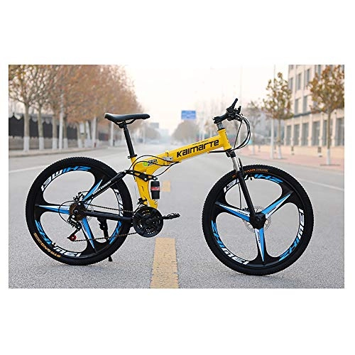 Bicicletas de montaña plegables : AUGU Bicicleta de montaña, suspensin Doble Plegable de 24 velocidades, Adulto Unisex de 26 Pulgadas