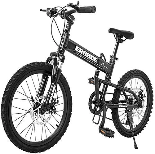 Bicicletas de montaña plegables : AYHa Niños de bicicletas de montaña plegable, 20 pulgadas 6 Bicicletas velocidad de la luz del freno de disco Peso plegables, marco de aleación de aluminio plegable de la bicicleta, Negro