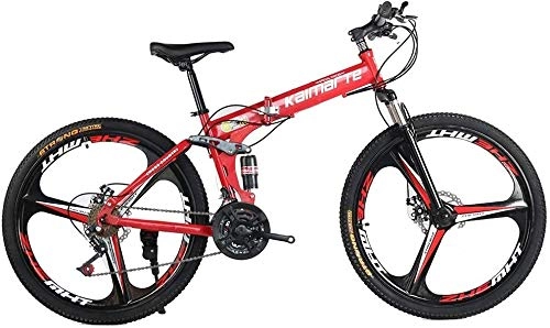 Bicicletas de montaña plegables : Bici de montaña plegable hombres y de mujeres Estudiante velocidad doble choque que compite con adultos de la bicicleta de la bicicleta velocidad 21 / 24 / 27 0814 ( Color : Red , Size : 24 inch21 speed )