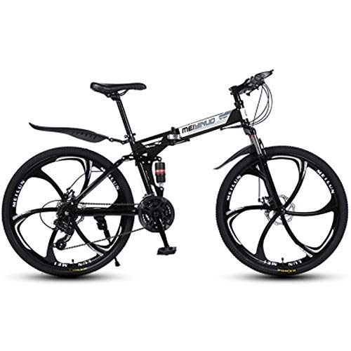 Bicicletas de montaña plegables : Bicicleta, bicicleta de montaña / bicicleta de montaña eléctrica plegable, con ruedas integradas de aleación de magnesio de 26 pulgadas, suspensión delantera y trasera avanzada y cambio de 21 veloci