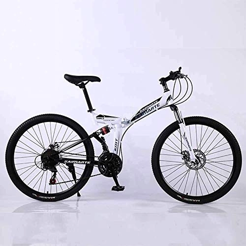 Bicicletas de montaña plegables : Bicicleta Bicicleta de montaña Marco plegable Bicicleta MTB Bicicleta de suspensión doble Bicicleta para hombre 24 velocidades 26 pulgadas Frenos de disco de bicicleta de acero con alto contenido