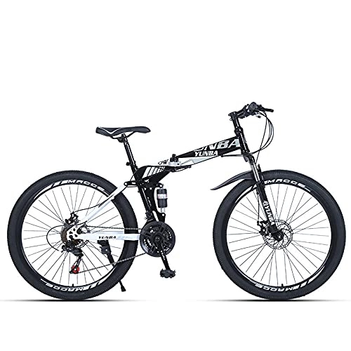 Bicicletas de montaña plegables : Bicicleta de montaña, 21 velocidades, con suspensión Delantera, Frenos de Disco, Folding Bike-A