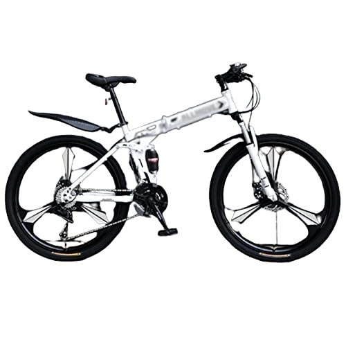 Bicicletas de montaña plegables : Bicicleta de montaña a campo traviesa de velocidad variable, plegable, de tres cuchillas, de una rueda, freno de disco doble, marco de acero de alto carbono, bicicleta para adultos, Unisex (B 26inch)