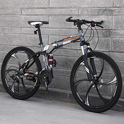 Bicicletas de montaña plegables : Bicicleta de montaña, bicicleta de ciudad, bicicleta para hombres y mujeres, marco de acero de 24 velocidades, rueda de 26 pulgadas con 3 radios, bicicleta plegable de doble suspensión q16