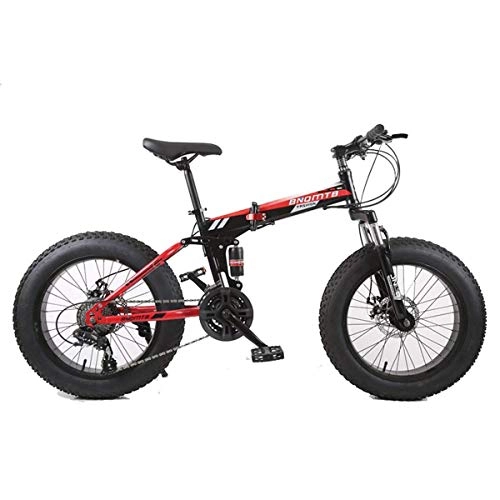 Bicicletas de montaña plegables : Bicicleta de montaña Bicicletas Unisex 7 / 21 / 24 / 27 / 30 Speed Steel Frame 4.0"Fat Tires Spoke Wheels Suspension Folding Bike