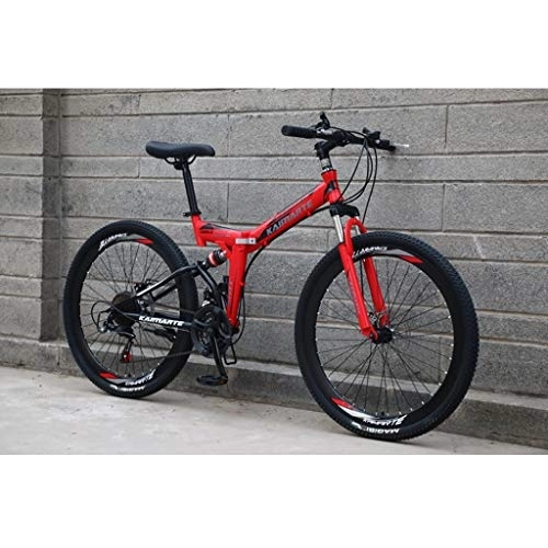 Bicicletas de montaña plegables : Bicicleta De Montaña De 26 Pulgadas Bicicleta Plegable De 21 Velocidades Bicicleta Para Adultos Bicicleta De Montaña Para Hombres Y Mujeres Rueda De Radios Y Rueda De Cuchillo, 21 speed, Red Spoke wheel