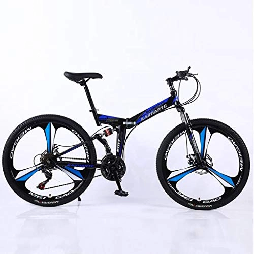 Bicicletas de montaña plegables : Bicicleta de montaña Mountainbike Plegable 24" rueda de MTB Bike Barranco Unidad de doble freno de disco de bicicletas de montaña completa Suspensión 21 24 27 Velocidades del marco de acero al carbono