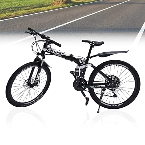 Bicicletas de montaña plegables : Bicicleta de montaña para adultos, 26 pulgadas, unisex, horquilla de suspensión de 21 velocidades, bicicleta plegable para mujer, crossbike, color negro