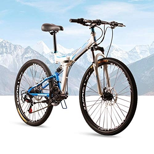 Bicicletas de montaña plegables : Bicicleta de montaña para adultosMountain Bike Fold Frame MTB Bike Dual Suspension Mens Bike Matt 24 Velocidades Marco de Aluminio Bicicleta Frenos de Disco
