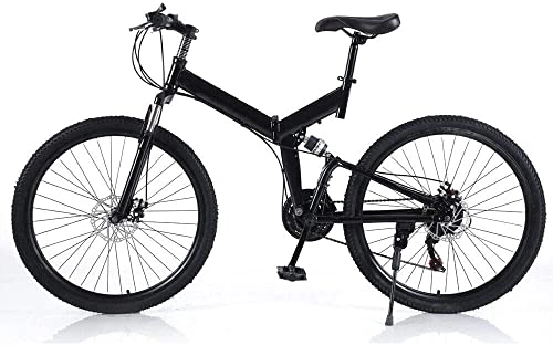 Bicicletas de montaña plegables : Bicicleta de montaña plegable, 26 pulgadas, 21 marchas, para camping, color negro, peso de carga