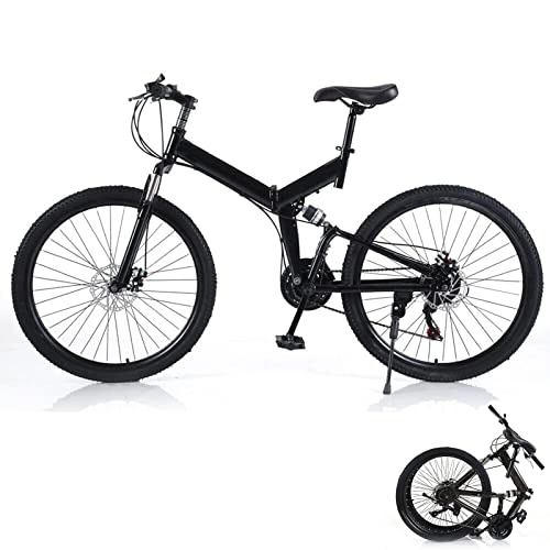 Bicicletas de montaña plegables : Bicicleta de montaña plegable de 26 pulgadas, 21 velocidades, bicicleta de montaña plegable, para niños y niñas, marco de acero al carbono