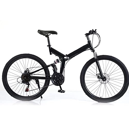 Bicicletas de montaña plegables : Bicicleta de montaña plegable de 26 pulgadas, para adultos, 21 velocidades, camping, MTB con doble freno para exteriores, viajes de camping