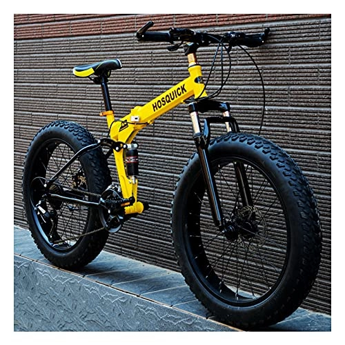 Bicicletas de montaña plegables : Bicicleta de montaña plegable Fat Tire Rueda de 24 "Neumáticos de 4" de ancho Bicicleta para adultos con doble suspensión y freno de disco doble de 24 velocidades para una altura de 5.3-5.9 pies, B