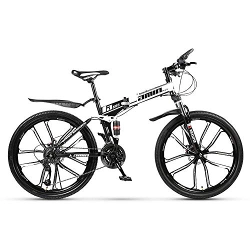 Bicicletas de montaña plegables : Bicicleta de montaña Plegable para Deportes al Aire Libre, 27 velocidades, suspensión Completa, Freno de Disco Daul, Bicicleta de 26", Unisex