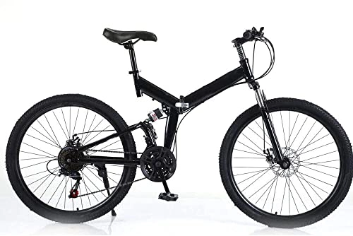 Bicicletas de montaña plegables : Bicicleta plegable de 26 pulgadas, bicicleta de montaña, plegable, bicicleta de carrera, freno V, color negro