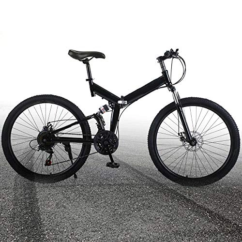 Bicicletas de montaña plegables : Bicicleta plegable de 26 pulgadas y 21 velocidades, para camping, color negro, peso de carga de 150 kg, unisex