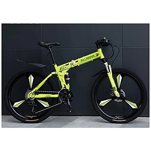 Bicicletas de montaña plegables : Bicicleta Plegable para Adultos, 24 26 pulgadas Bike Sport Adventure - Bicicleta para joven, mujer Mountain Bike, 21 24 27 30 velocidades Hombre / Green / 21 / 24inches