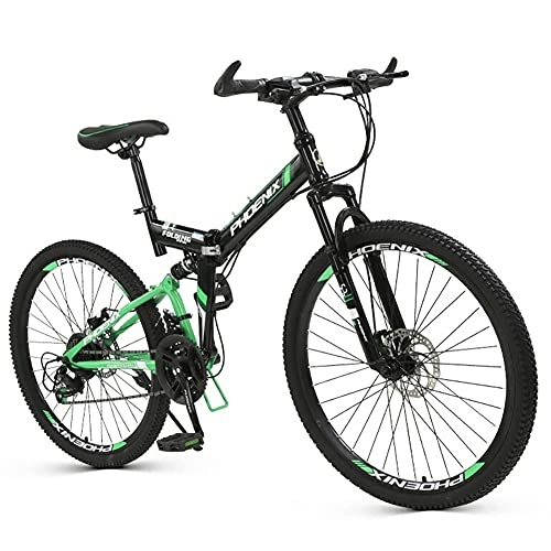 Bicicletas de montaña plegables : Bicicleta Plegable para Adultos, 26 pulgadas Bike Sport Adventure - Bicicleta para joven, mujer Mountain Bike, 24 velocidades / green