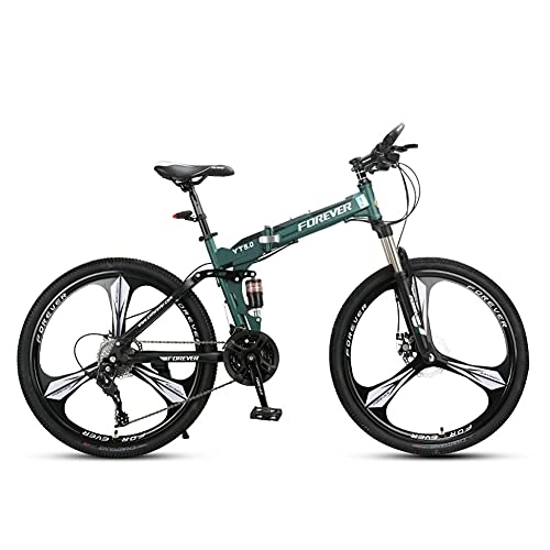 Bicicletas de montaña plegables : Bicicleta Plegable para Adultos, 26 pulgadas Bike Sport Adventure, Bicicletas de cross-country con doble amortiguación para hombres y mujeres / green