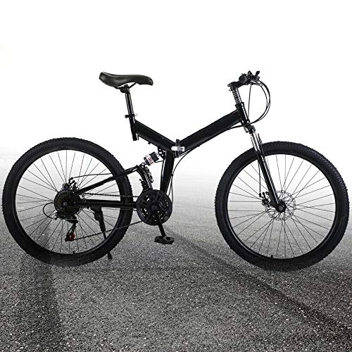 Bicicletas de montaña plegables : Bicicleta plegable plegable de 26 pulgadas, 21 velocidades, color negro, peso de carga: 150 kg, unisex