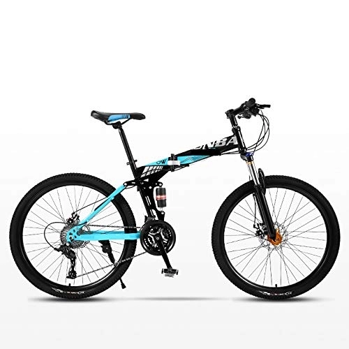 Bicicletas de montaña plegables : Bicicletas de montaña para adultos, bicicletas de montaña de 24 pulgadas, bicicletas plegables, bicicletas de carretera, bicicletas para exteriores de altura ajustable (negro y azul, 24 pulgadas)