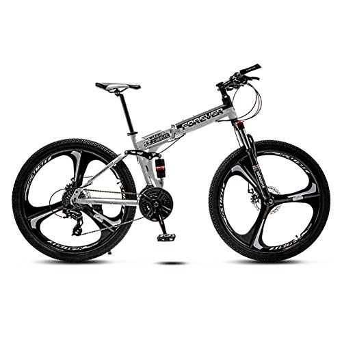 Bicicletas de montaña plegables : Bicicletas de montaña plegables para adultos de 26 pulgadas con suspensión delantera para hombre / mujer, 21 velocidades, asiento ajustable y frenos de disco mecánicos duales.