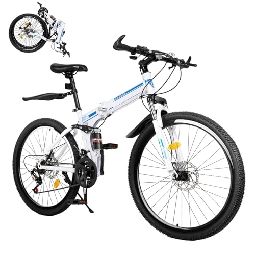 Bicicletas de montaña plegables : BJTDLLX Bicicleta plegable de 26 pulgadas para adultos, bicicleta de montaña mejorada de 21 velocidades, bicicleta plegable para adultos, 120 kg, bicicleta todoterreno, bicicleta de ciudad, bicicletas