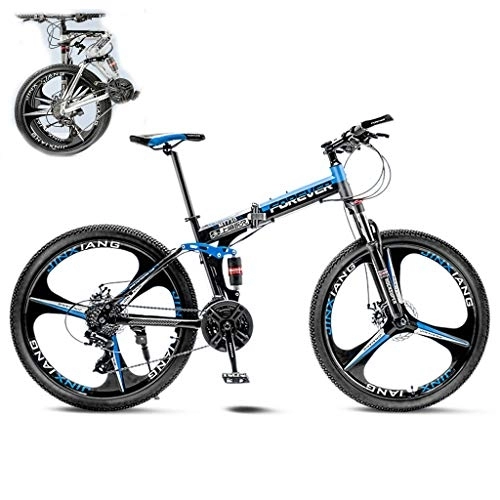 Bicicletas de montaña plegables : BSWL Bicicleta De Montaña Plegable De Moda Duradera De 26 Pulgadas Bicicleta De 21 Velocidades Bicicleta De MTB De Suspensión Completa (Negro)