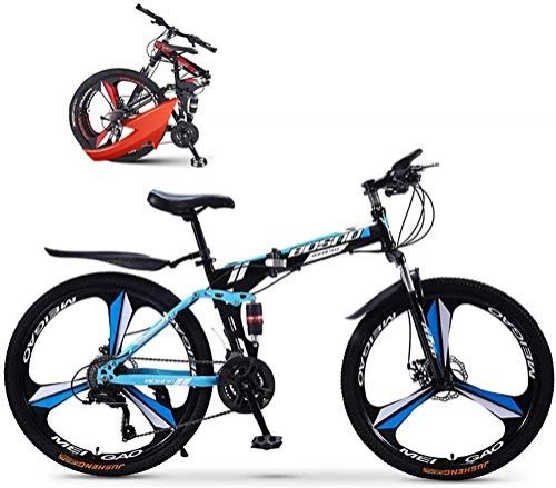 Bicicletas de montaña plegables : BUK Bicicleta Montaña, Bicicleta de Plegable para Adultos Que Absorbe los Golpes Bicicleta de Ciudad Plegable Ligera de 20 Pulgadas Marco de Acero Bicicleta de Freno de Doble Disco-Azul