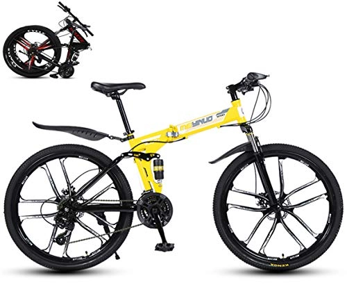 Bicicletas de montaña plegables : C Bicicleta de Carretera Unisex Adulto, Bicicleta De Montaa Plegable 21 Velocidades Bicicleta Doble Disco Frenos Doble AbsorciN De Impactos Montar Al Aire Libre / Amarillo