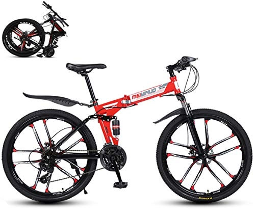 Bicicletas de montaña plegables : C Bicicleta de Carretera Unisex Adulto, Bicicleta De Montaa Plegable 21 Velocidades Bicicleta Doble Disco Frenos Doble AbsorciN De Impactos Montar Al Aire Libre / Red