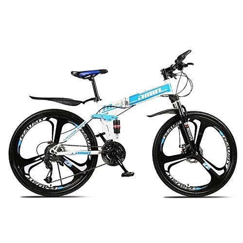 Bicicletas de montaña plegables : CENPEN Bicicleta de montaña plegable para deportes al aire libre, 26 pulgadas, 30 velocidades, velocidad variable offroad, doble absorción de impactos, bicicleta para hombres y adultos (color azul)